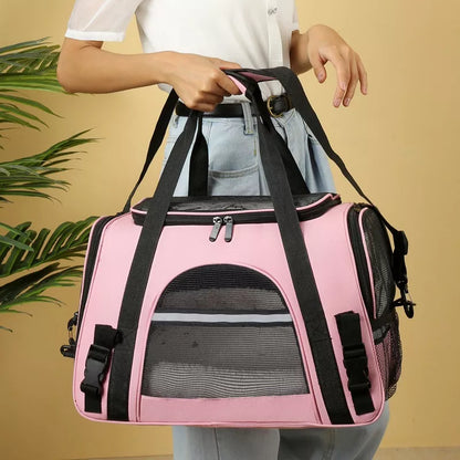 Sac transport pour chien rose DogCarrierBag™ – respirant et sécurisé pour voyage