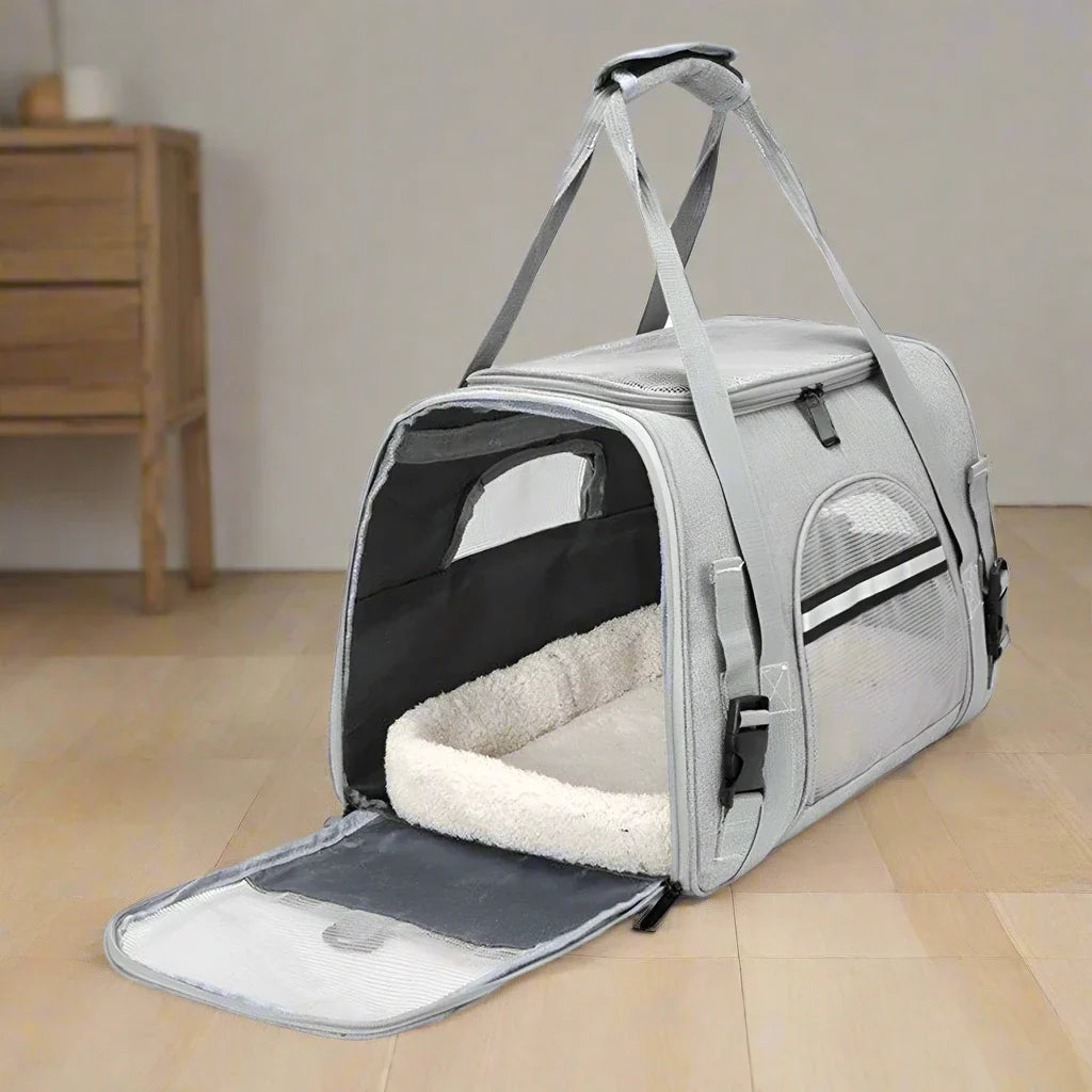 Sac transport pour chien DogCarrierBag™ gris – idéal pour voiture ou train